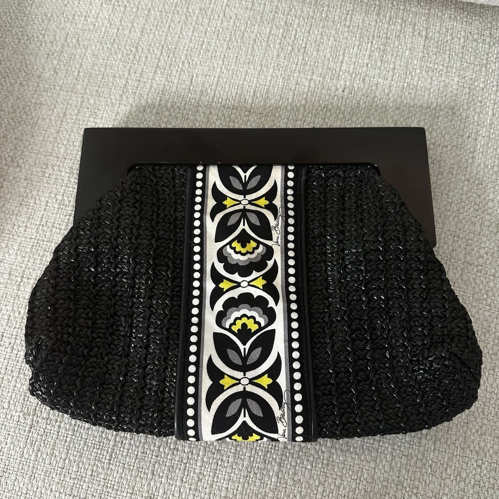 Vera Bradley Black And White Straw Clutch Bag - Picture 3 of 8